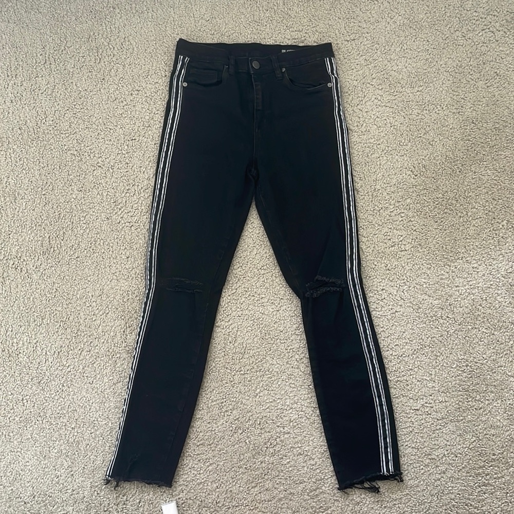 Blank NYC Black Jeans with White Stripes Size 28